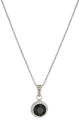 Amazon.com: Sterling Silver Crystal Halo Pendant Necklace, Black, 18" : Clothing, Shoes & Jewelry
