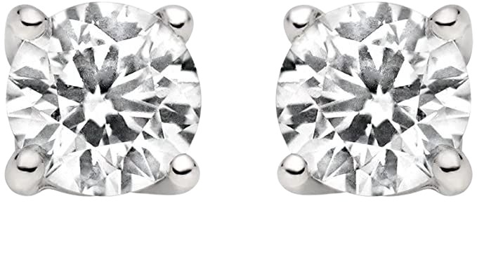 Amazon.com: 1/4ct tw Diamond Stud Earring in 14k White Gold (White): Clothing, Shoes & Jewelry