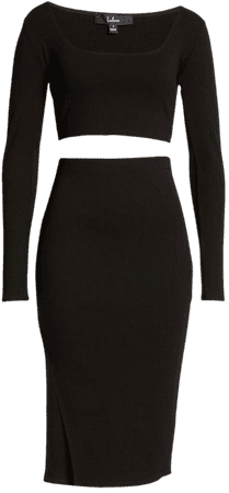 Lulus Best Babe Rib Long Sleeve Two-Piece Dress | Nordstrom