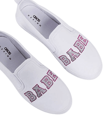 ASOS DESIGN Dotty slip on canvas sneakers with babe heatfix | ASOS