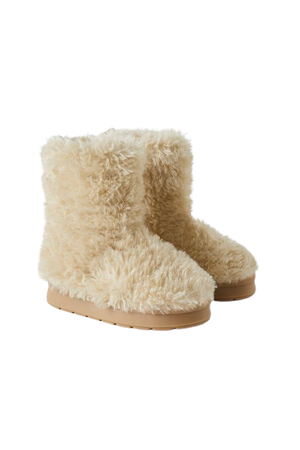 FAUX FUR BOOTS - Off White | ZARA United States