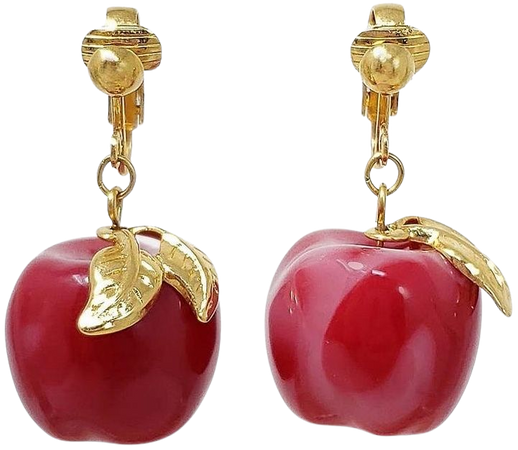 red apple earrings