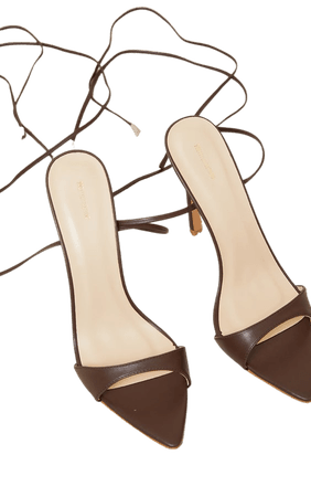 Chocolate Pu Point Toe Lace Up High Heeled Sandals | PrettyLittleThing USA