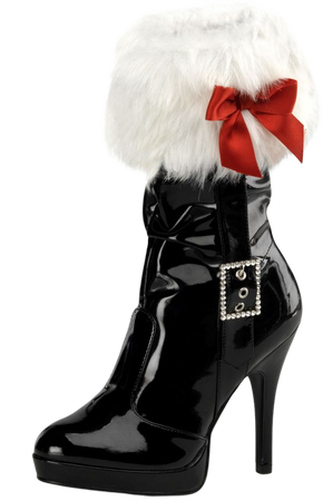 black Sexy Elf Boot with red bow