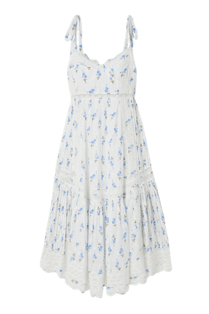 White Antonella crochet-trimmed floral-print broderie anglaise cotton midi dress | LoveShackFancy | NET-A-PORTER
