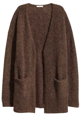 brown mohair blend cardigan