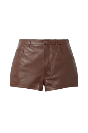 Brown Leather shorts | SAINT LAURENT | NET-A-PORTER