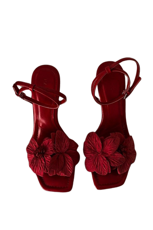 red Zara flower strappy heels
