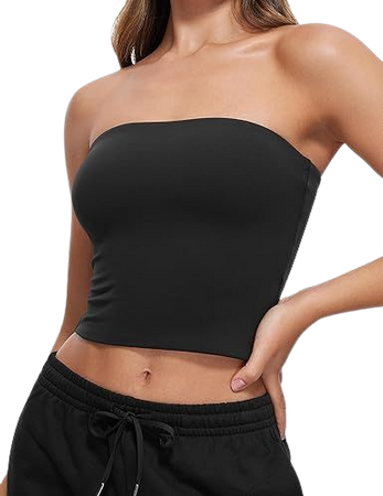 CRZ YOGA Butterluxe Double Lined Tube Tops for Women Basic Bandeau Cropped Tops Strapless Casual Going Out Crop Top at Amazon Women’s Clothing store