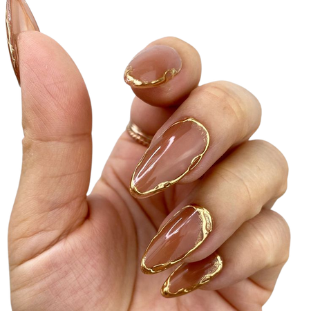 gold and nude nails