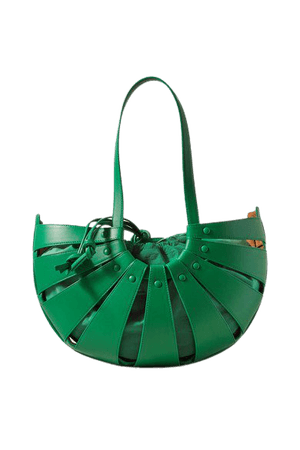 The Shell Medium Leather Shoulder Bag - Green