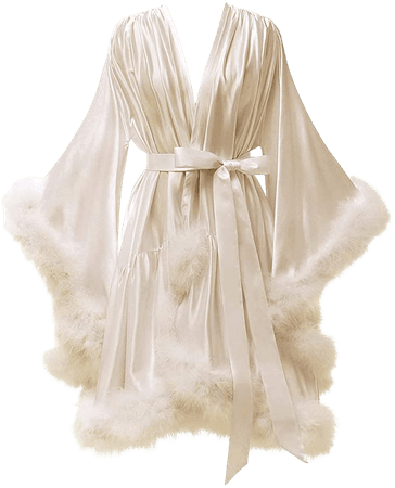 Yexinbridal Feather Fur Robe Silk