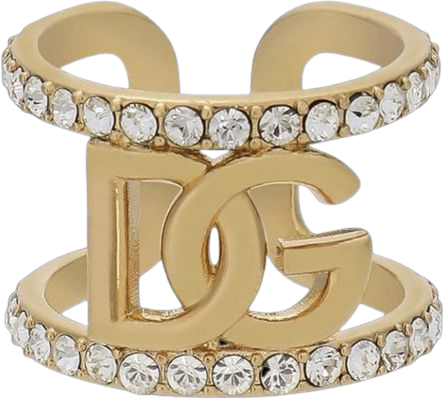 Dolce and Gabbana rhinestone embellished logo ring