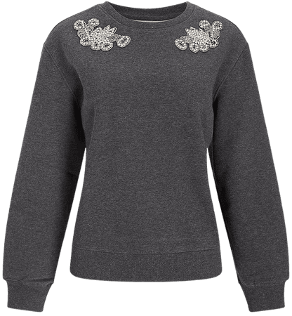 Embellished Shoulder Crew Neck Sweatshirt | Express