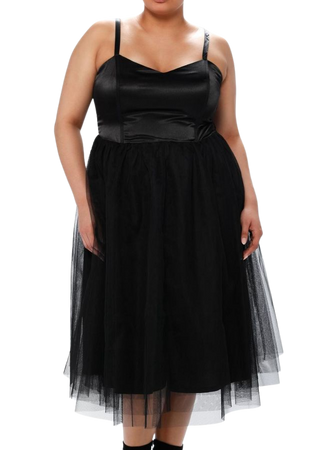Cosmic Aura Black Corset Tulle Midi Dress Plus Size | Hot Topic