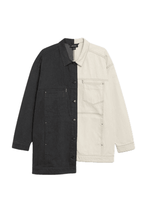 Asymmetrical denim jacket - Black and white - Monki WW