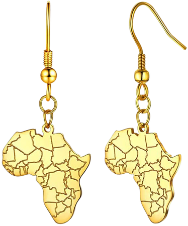 African Earrings for Black Women, Dangling Earrings Stainless Steel Female Statement Ear Charms Vintage Africa Map Jewelry Silver: Clothing, Shoes & Jewelry
