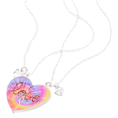 Best Friends Love Tie Dye Heart Pendant Necklaces - 2 Pack | Claire's
