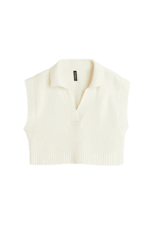 Sweater Vest with Collar - White - Ladies | H&M US