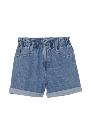 Denim Paper-bag Shorts - Light denim blue - Ladies | H&M US