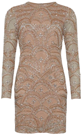 Embellished Mini Dress With Scallop Detail | Karen Millen