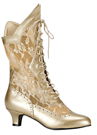 Gilded Age Gold Victorian Lace boots