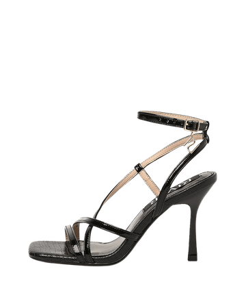 Black strappy heeled sandals | River Island