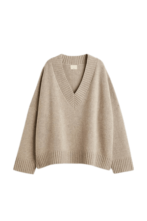 Wool Sweater - Light beige melange - Ladies | H&M US