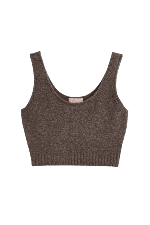 Fine-knit Crop Sweater Vest - Brown melange - Ladies | H&M US