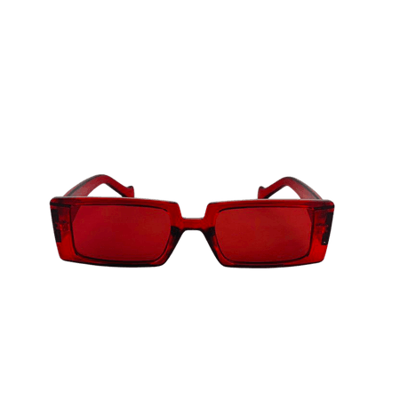 Awesome rectangular translucent red frame and red... - Depop