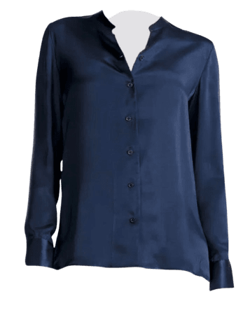 blue silk blouse