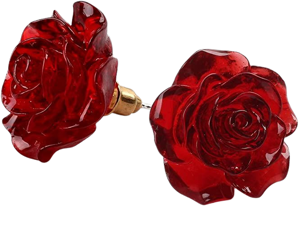 Amazon.com: 925 Sterling Silver Earrings Rose Flower, Pretty Blooming Carved Red Rose Dangle Earrings Tiny Resin Rose for Women for Teen for Mother : Clothing, Shoes & Jewelry
