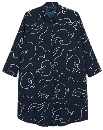 Bird print oversized shirt dress - Birds - Monki WW