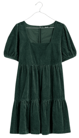 Corduroy Aidy Square-Neck Tiered Mini Dress