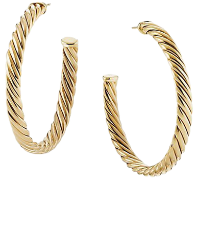 David Yurman Sculpted Cable Hoop Earrings In 18K Yellow Gold | SaksFifthAvenue