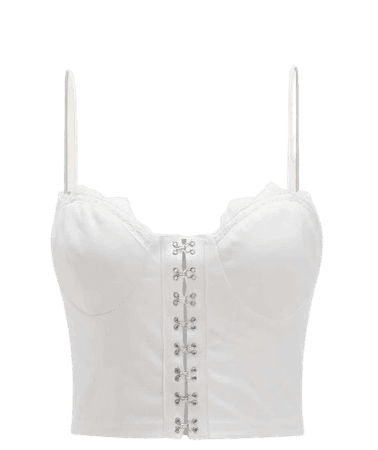 Lace Trim Hook and Eye Front Bustier Cami Top | SHEIN USA white