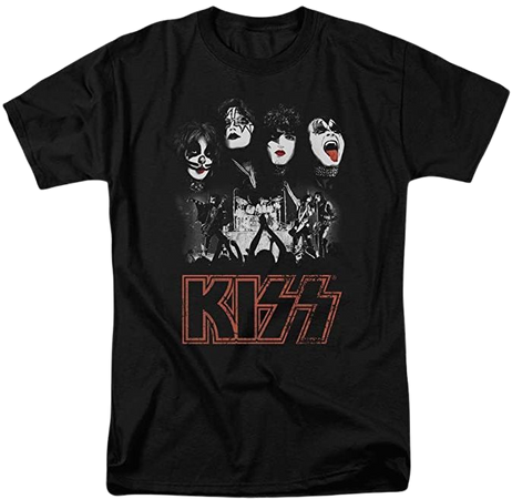 Amazon.com: KISS Rock the House Rock Band Music Adult Mens Short Sleeve T-shirt Black (2XL): Clothing