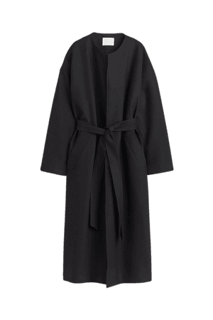 Straight-cut Coat with Tie Belt - Black - Ladies | H&M US