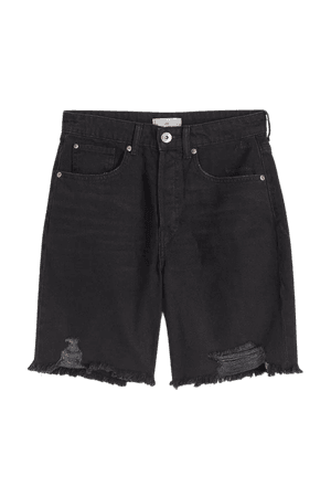 Relaxed Fit Denim Shorts - Black - Ladies | H&M US