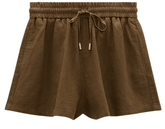 LINEN BLEND SHORTS - taupe brown | ZARA United States