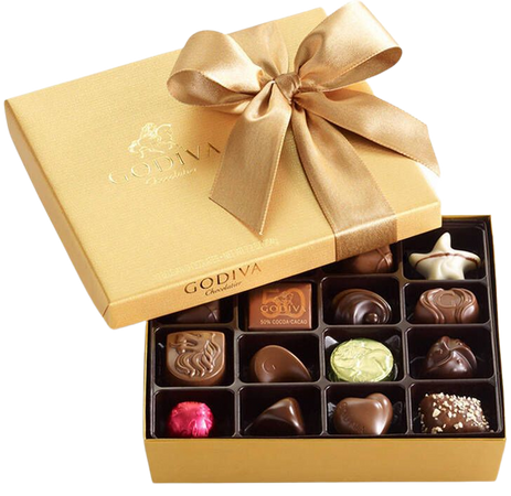 Christmas Assorted Chocolate Gold Gift Box, Classic Ribbon, 19 pc. | GODIVA