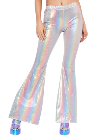 Club Exx Iridescent Flare Pants -Rainbow | Dolls Kill