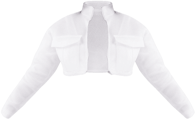 White Mesh Padded Cropped Jacket | PrettyLittleThing USA