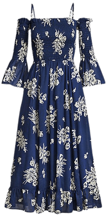 Floral Smocked Cotton Midi Dress