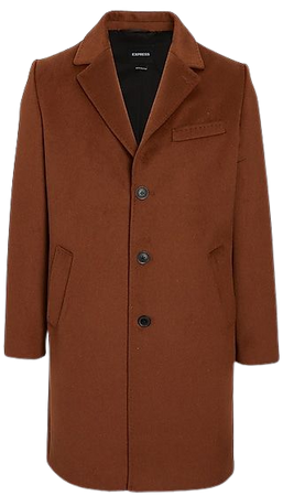 Brown Wool-blend Water Resistant Topcoat | Express