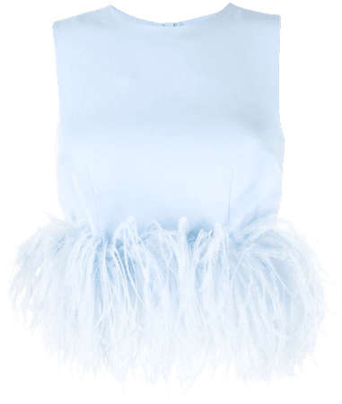 16 ARLINGTON feather-trim Sleeveless Blouse - Farfetch