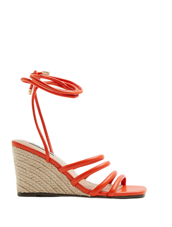 Red strappy wedges | River Island
