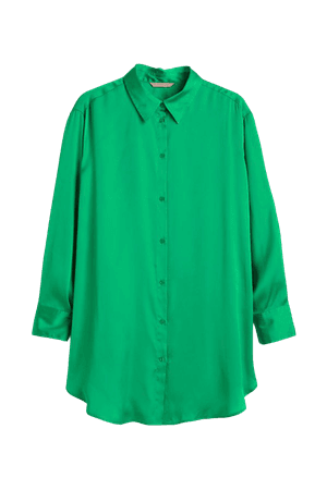 H&M+ Satin Shirt - Bright green - Ladies | H&M US