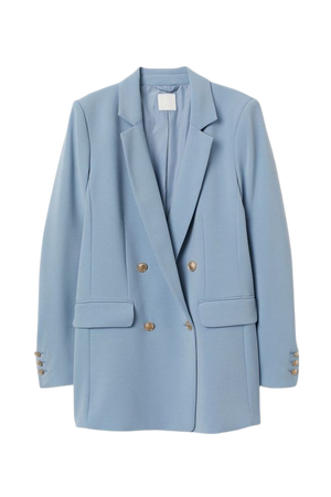 woman blue blazer