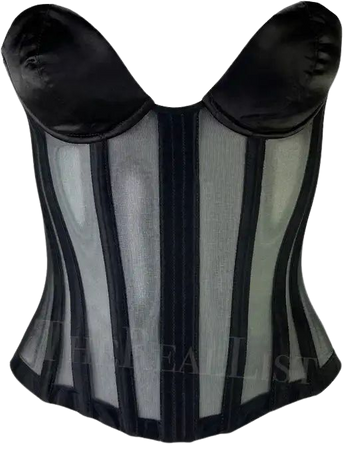 Late 1990s Thierry Mugler Lace-Up Sheer Black Satin Mr. Pearl Corset For Sale at 1stDibs
